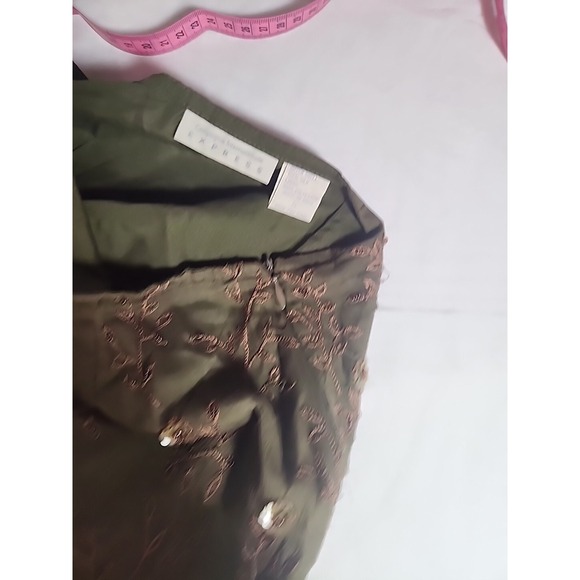 Express Skirt Womens 5 Green Embroidered Beaded Sequin Silk Boho Vintage - Picture 7 of 8